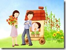 Lovely_illustration_of_Happy_family_with_flowers_wallcoo.com